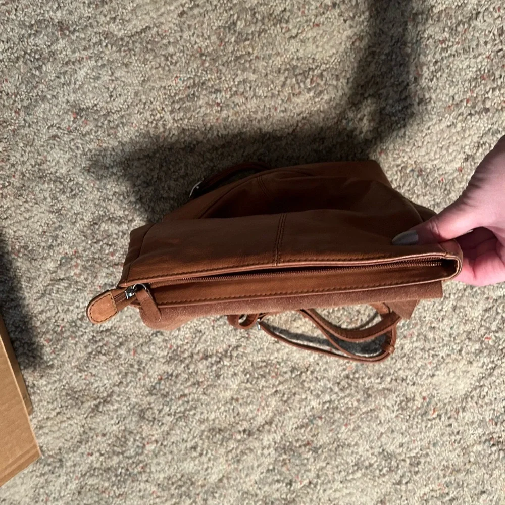 Fossil Brown Leather Backpack with Asymmetrical Flap - Picture 3 of 5